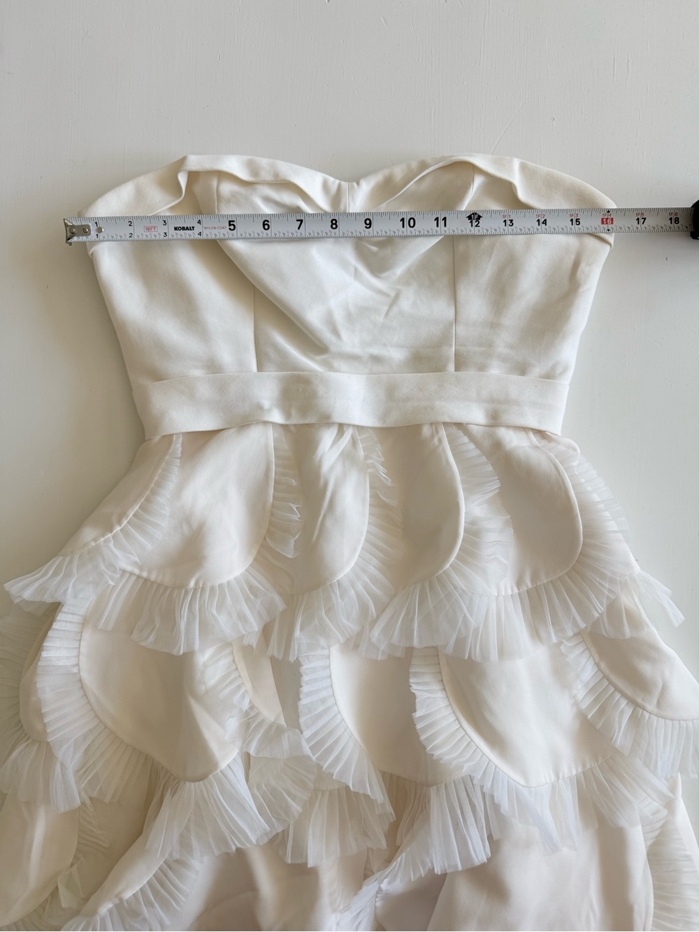 BCBG Max Azria white strapless sweetheart cocktail dress tiered ruffle bustier 4 - Picture 11 of 13